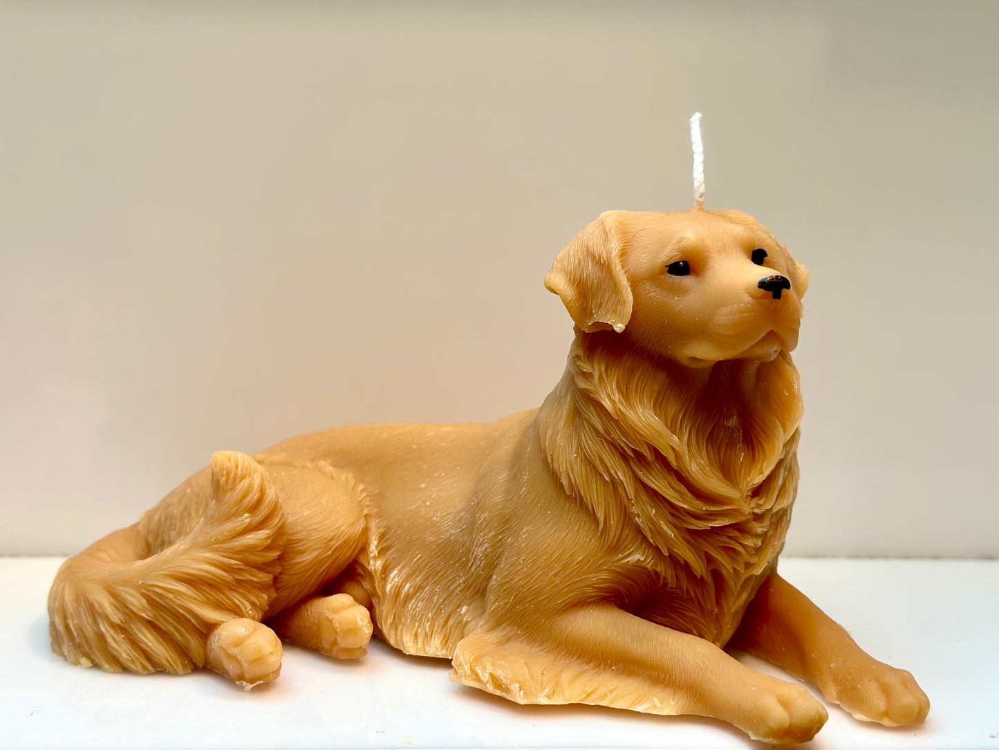 Golden retriever floral pillar candle