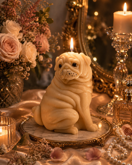 Pug dog candle (floral)