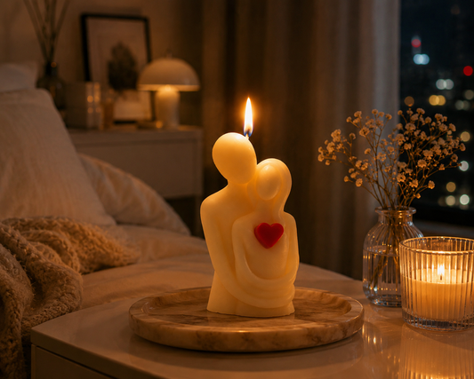 Couple love floral candle