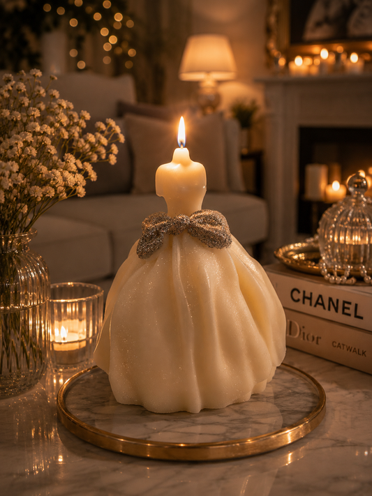 Bride dress floral candle