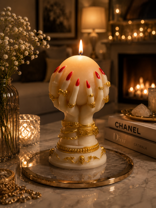 fortunate hand floral pillar candle