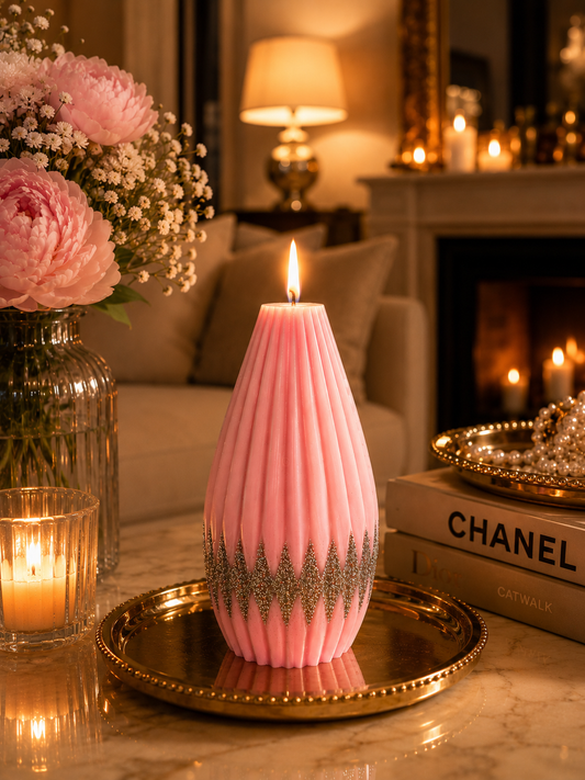 Floral bottle shape candle