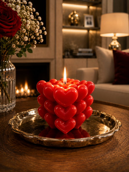 Heart bubble floral candle