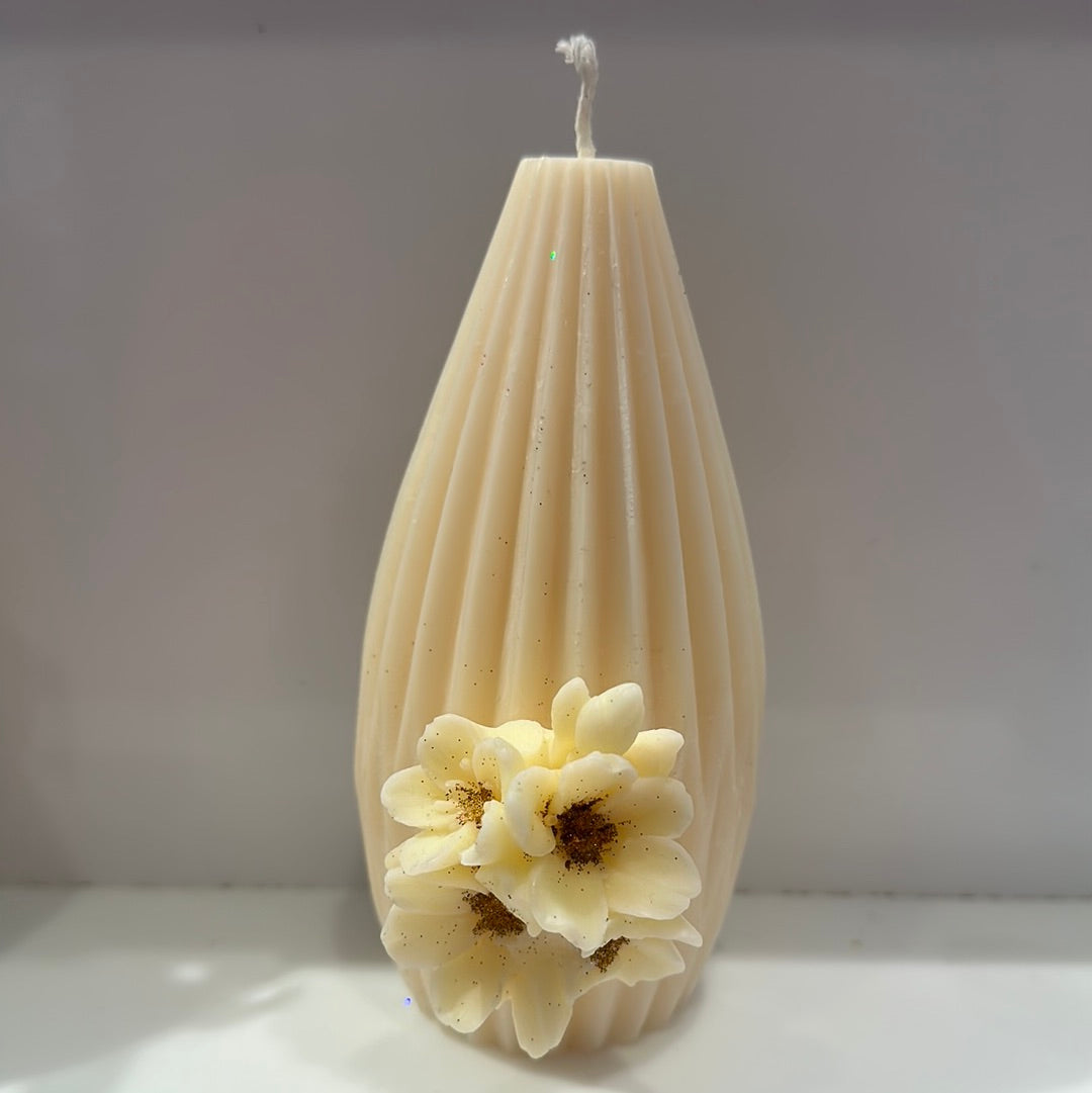 Floral bottle shape candle